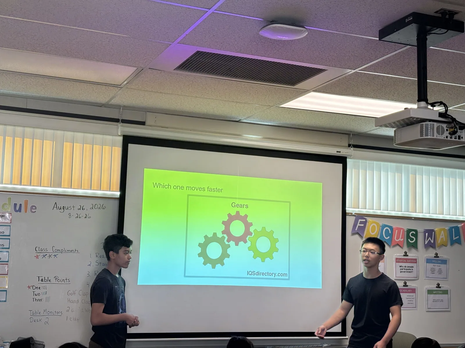A classroom lesson about gears